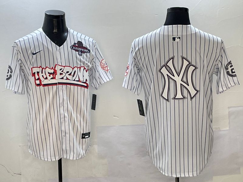 Men New York Yankees Blank White Stripe four generations Joint Name 2025 Nike MLB Jersey style 9->new york yankees->MLB Jersey
